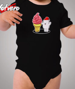 Polar Bear With Hat And Soft Ice Cream Cozy Baby Onesies