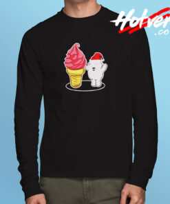 Polar Bear With Hat And Soft Ice Cream Long Sleeve T shirt
