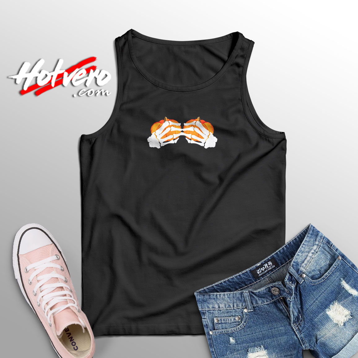 Pumpkin Boobs Skeleton Aesthetic Sleeveless Shirt
