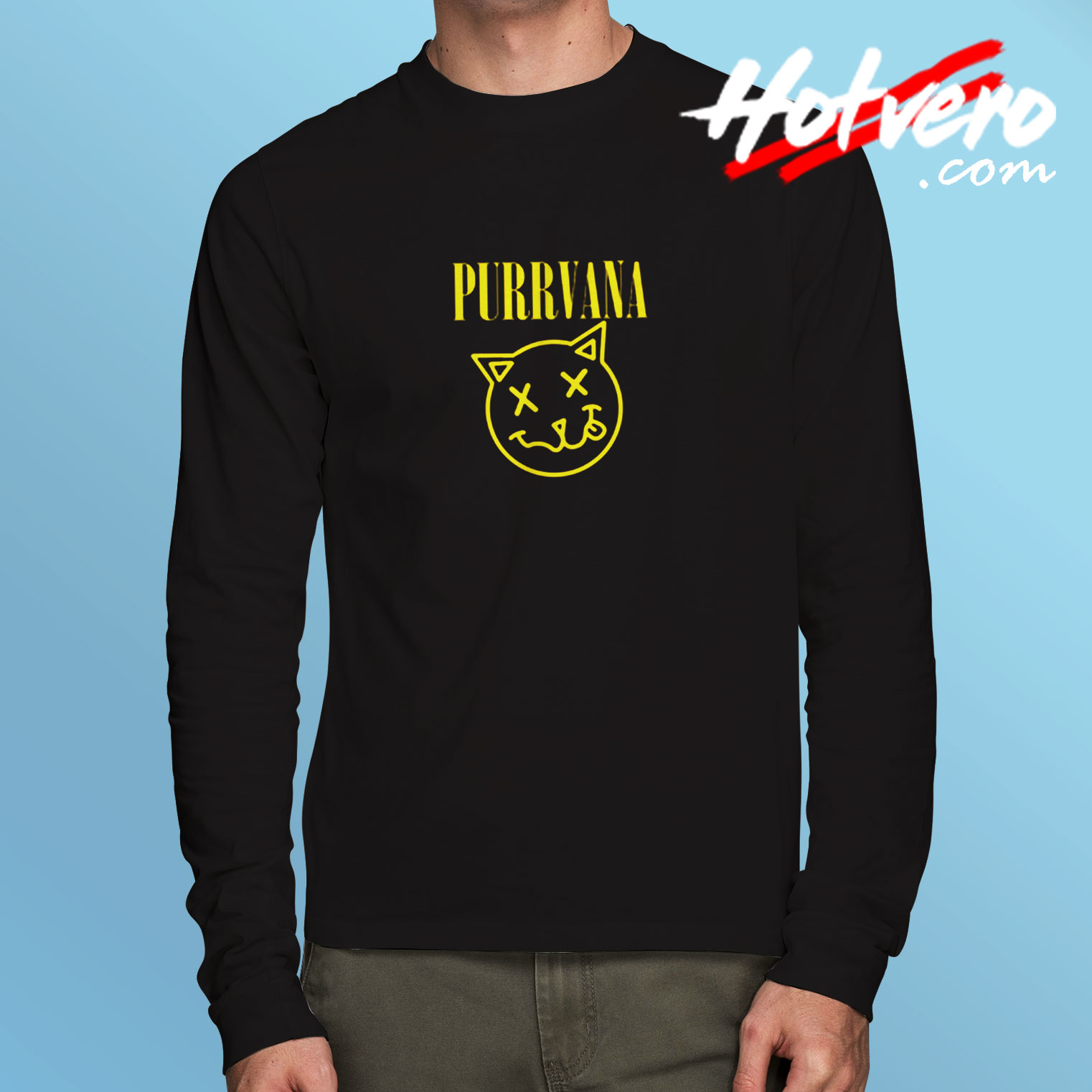 Purrvana Kitty Nirvana Parody Long Sleeve T shirt