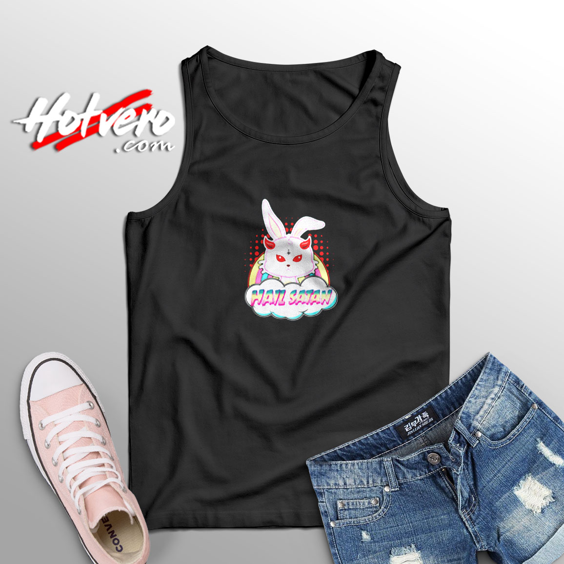 Rabbit Hail Satan Easter Demonic Baphomet Aesthetic Sleeveless Shirt