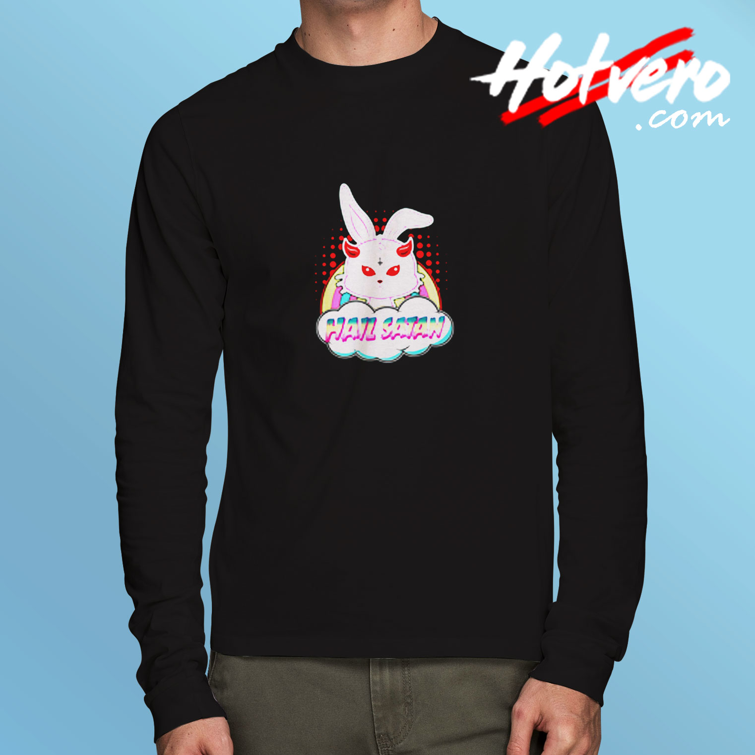 Rabbit Hail Satan Easter Demonic Baphomet Long Sleeve T shirt