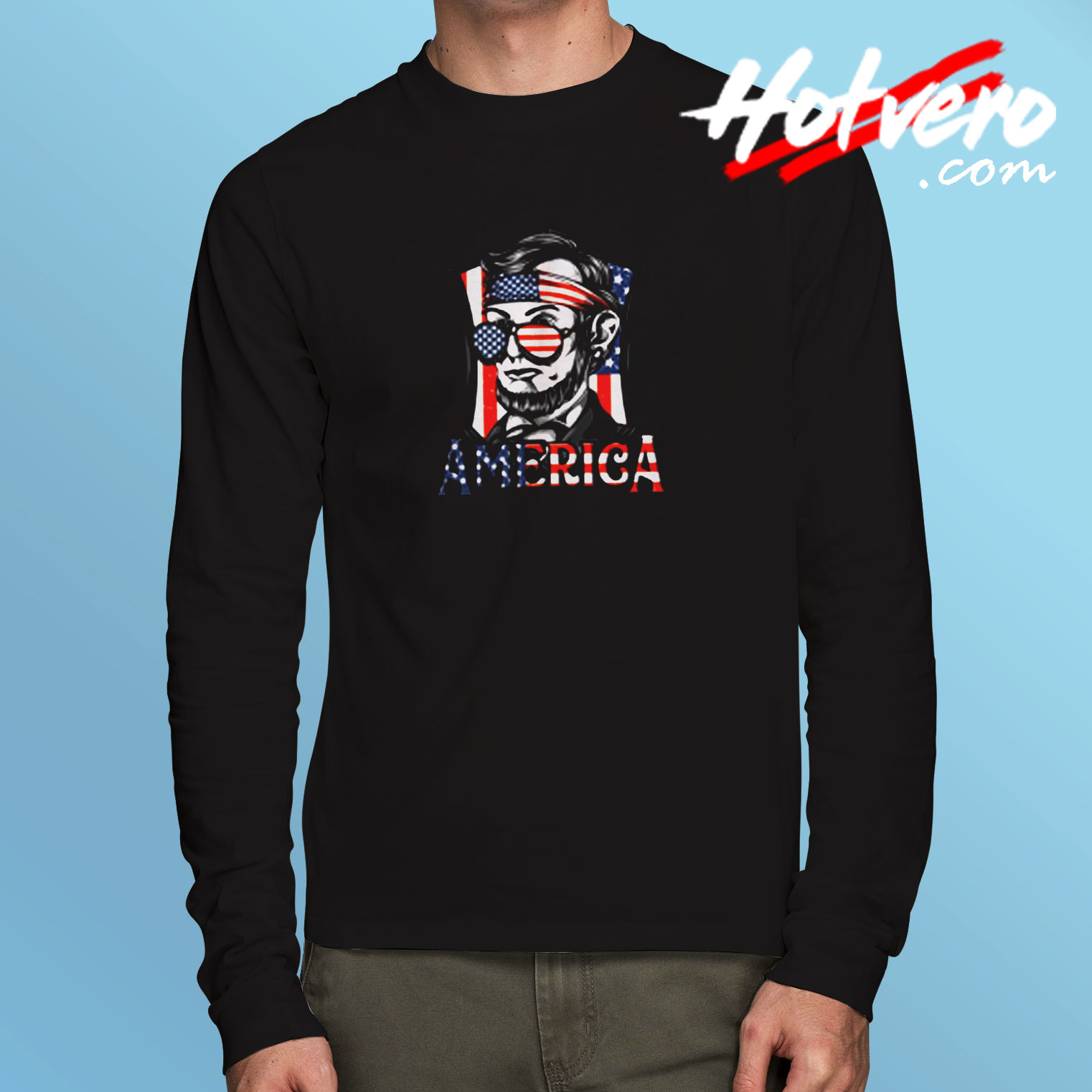 Retro 4th Of July Abraham Lincoln Long Sleeve T shirt