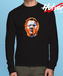 Rock Rebel Halloween Ii Michael Myers Flames Long Sleeve T shirt