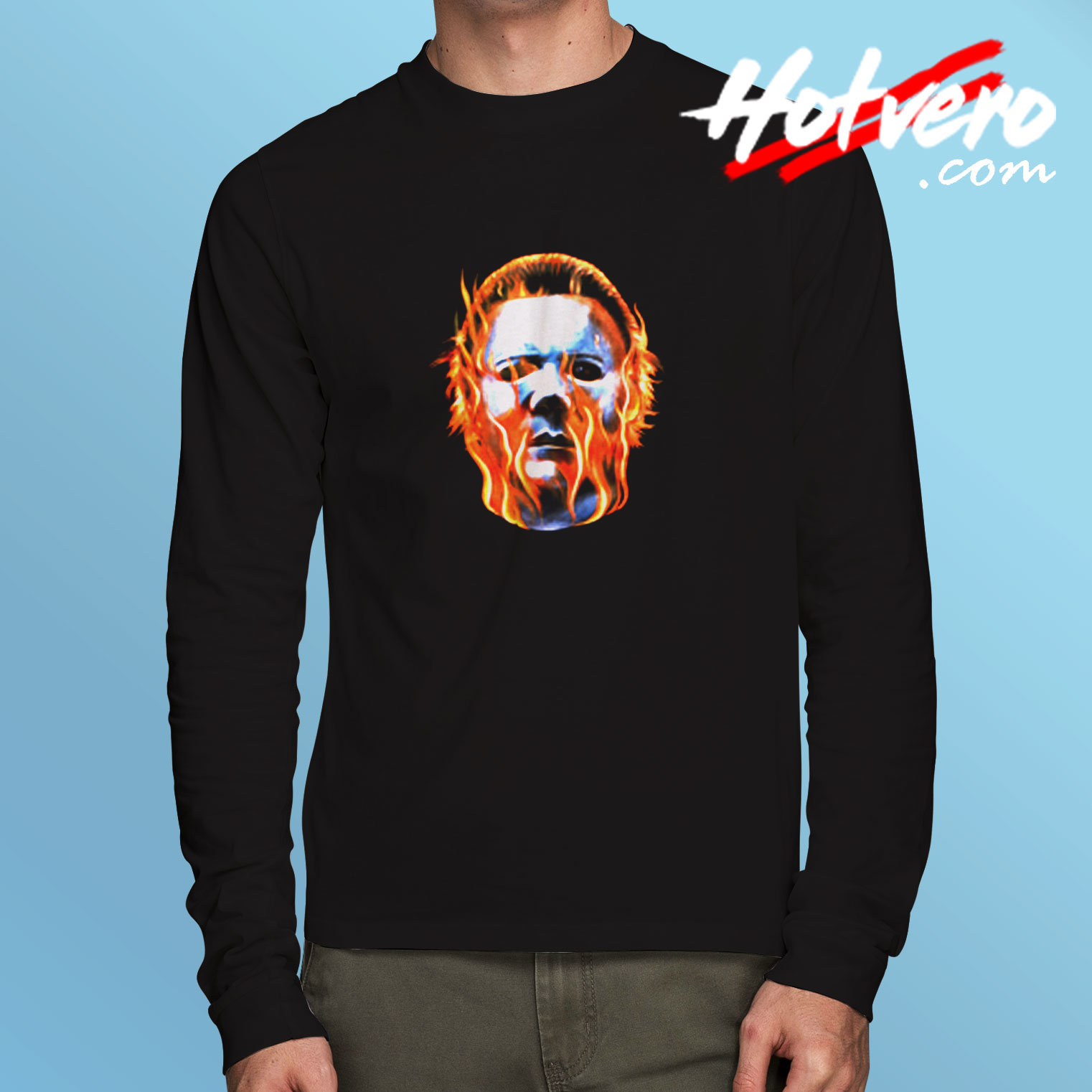 Rock Rebel Halloween Ii Michael Myers Flames Long Sleeve T shirt