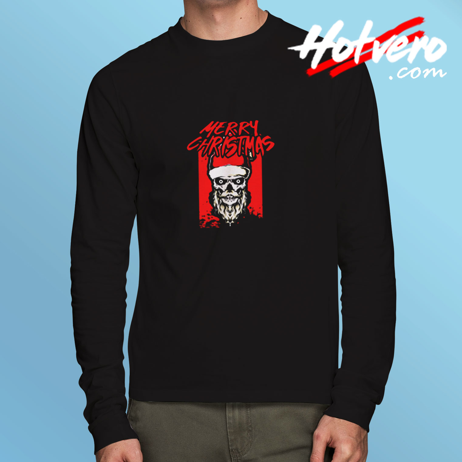 Santa Skull Freaky Horror Long Sleeve T shirt