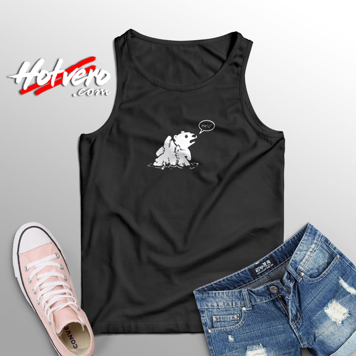 Save The Polar Bear Climate Change Ice Drowning Aesthetic Sleeveless Shirt