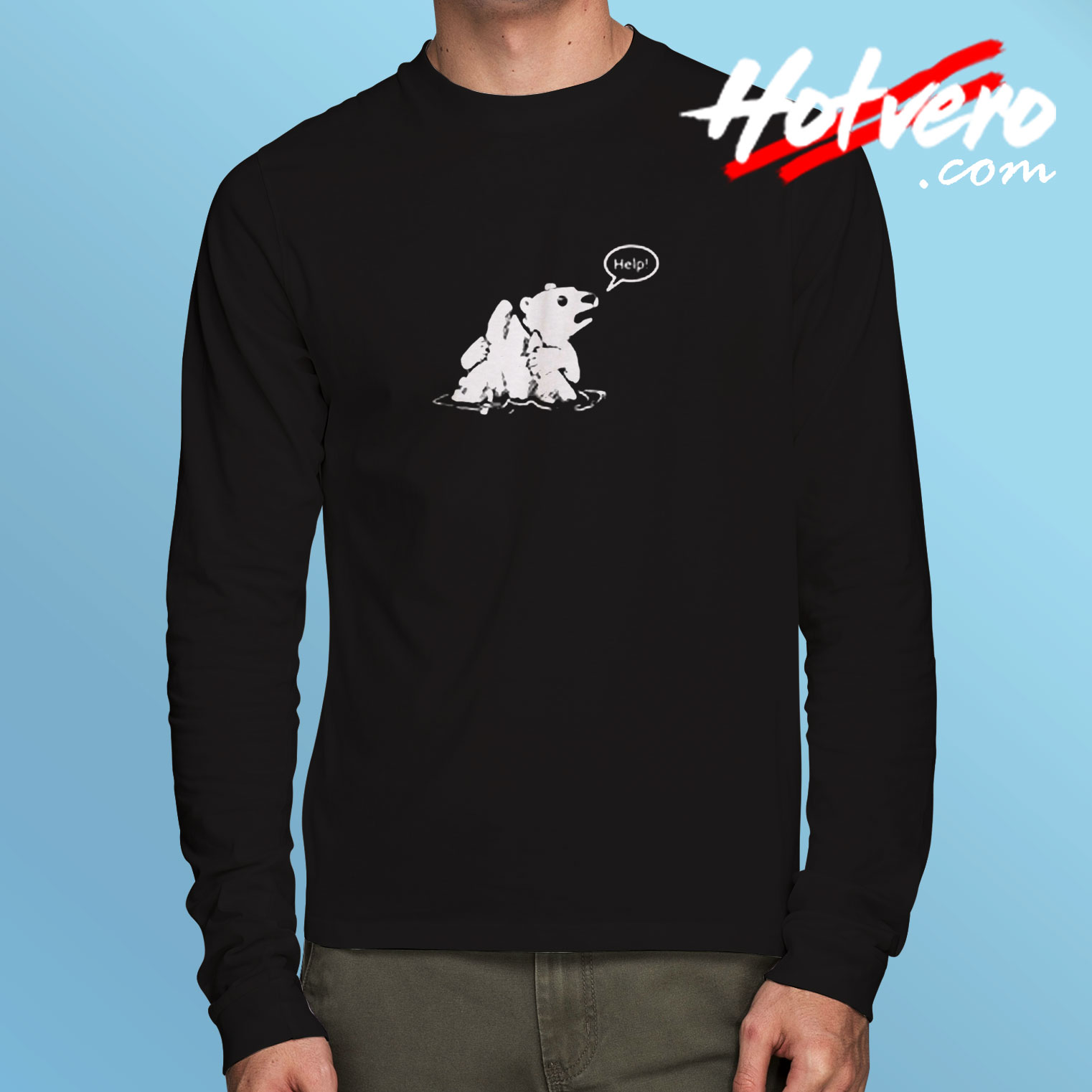 Save The Polar Bear Climate Change Ice Drowning Long Sleeve T shirt