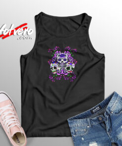 Skull Purple Floral Aesthetic Sleeveless Shirt