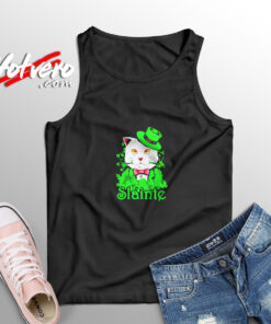 Slainte Irish Cat Cheers Good Health St Paddys Day Aesthetic Sleeveless Shirt
