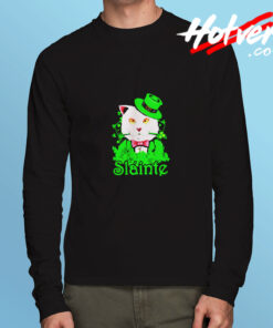 Slainte Irish Cat Cheers Good Health St Paddys Day Long Sleeve T shirt