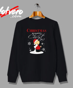 Snoopy And Charlie Christmas Begins With Christ Urban Sweatshirt