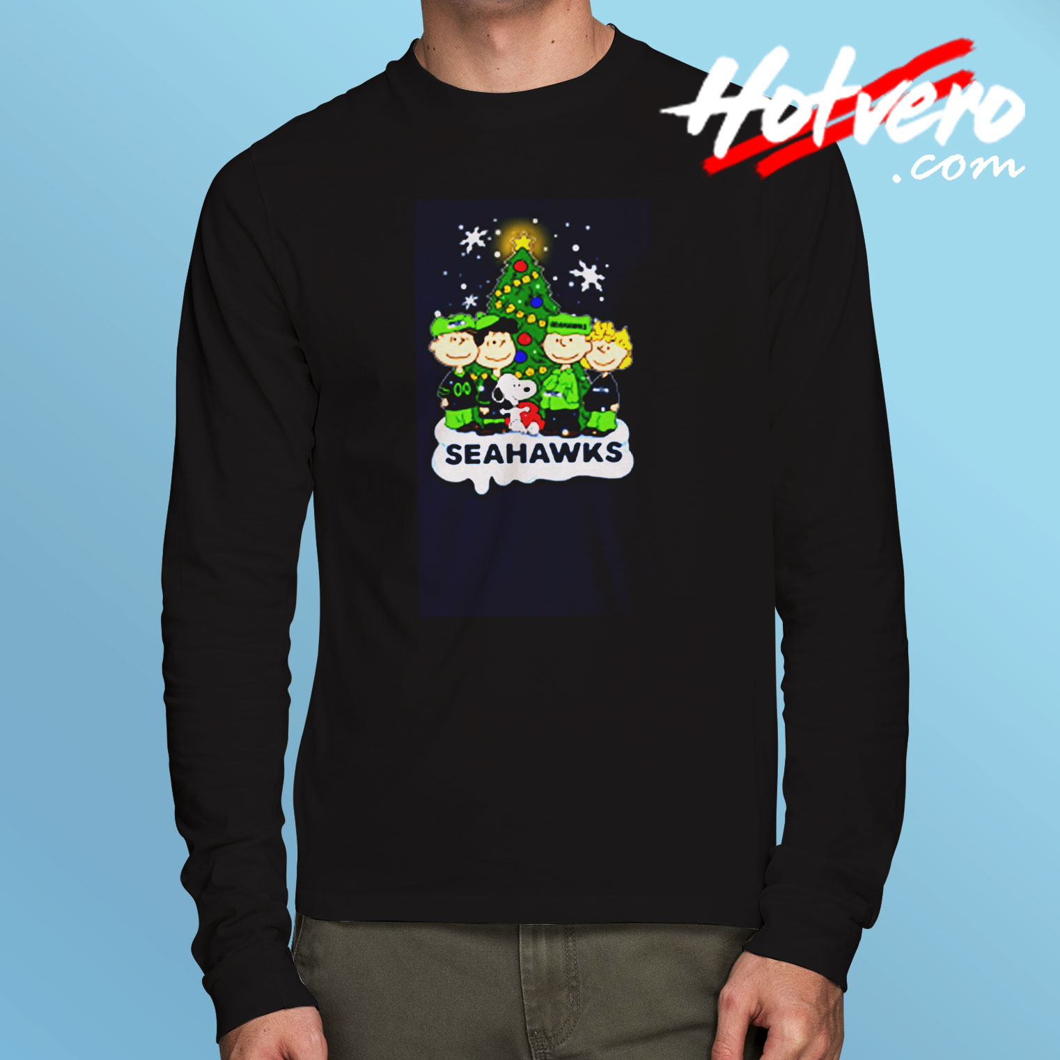 Snoopy Peanuts Seattle Seahawks Christmas Long Sleeve T shirt