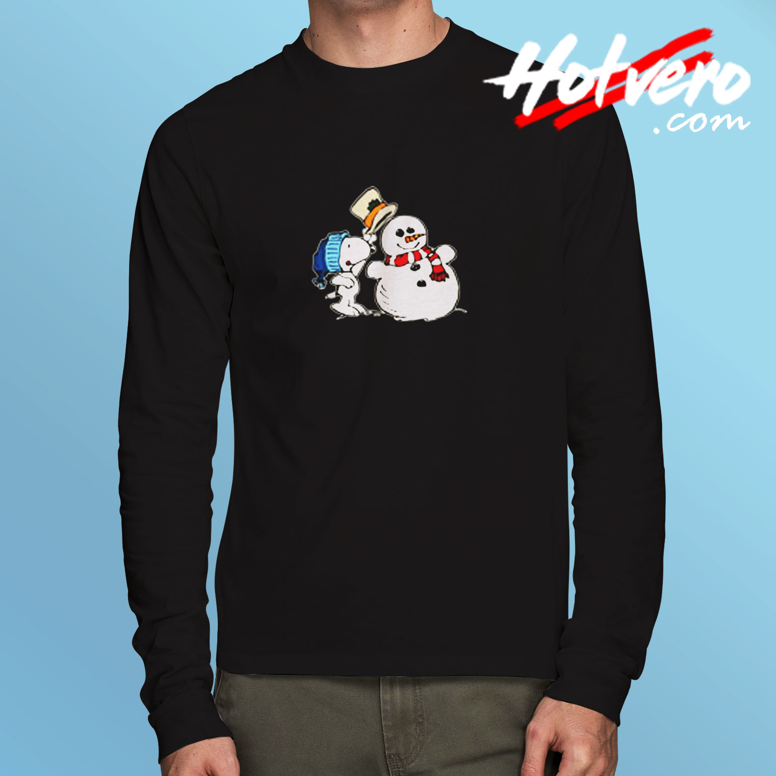 Snoopy Peanuts Snowman Christmas Long Sleeve T shirt