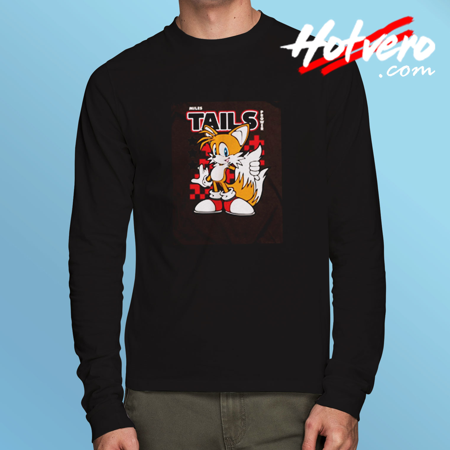Sonic Miles Tails Prower Charcoal Long Sleeve T shirt