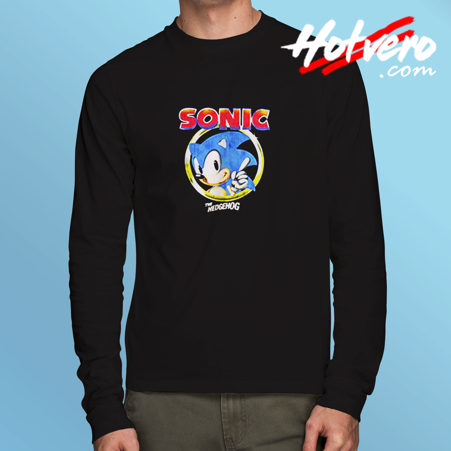 Sonic The Hedgehog Pointing Finger Long Sleeve T shirt