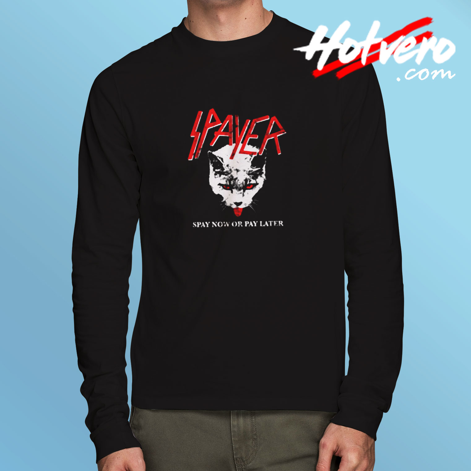 Spayer Funny Vintage Style Slayer Parody Cat Long Sleeve T shirt