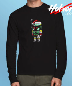 Star Wars Boba Santa Hat Cartoon Christmas Long Sleeve T shirt