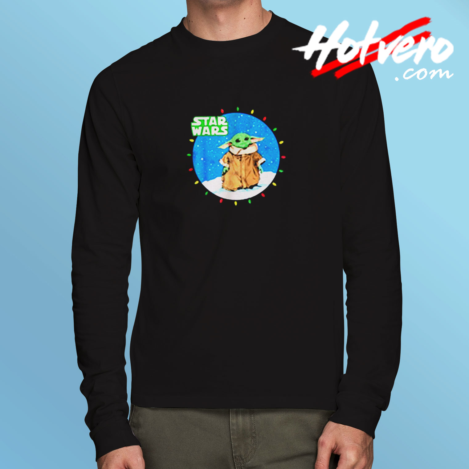Star Wars Yoda Mandalorian Lights Christmas Long Sleeve T shirt