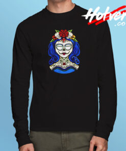 Sugar Skull Dia De Muertos Long Sleeve T shirt