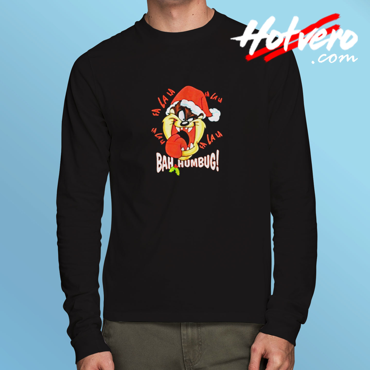 Tasmanian Bah Humbug Tongue Christmas Long Sleeve T shirt
