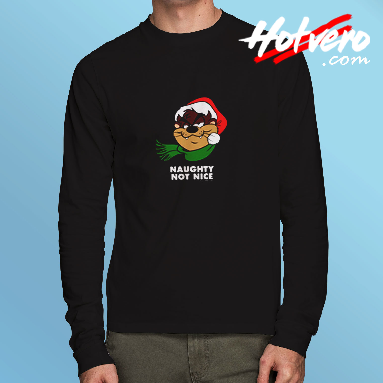 Tasmanian Devil Naughty Not Nice Christmas Long Sleeve T shirt