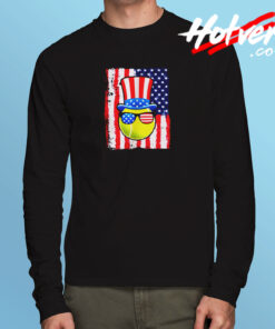 Tennis Ball American Flag Long Sleeve T shirt