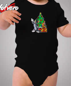 Tom And Jerry Playing Around Christmas Cozy Baby Onesies