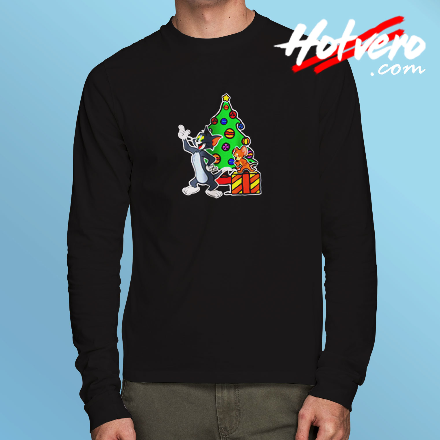 Tom And Jerry Playing Around Christmas Long Sleeve T shirt