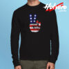 Usa Flag Peace Sign Victory Fingers Patriotic Long Sleeve T shirt