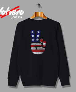Usa Flag Peace Sign Victory Fingers Patriotic Urban Sweatshirt