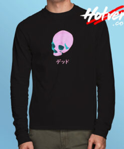 Vaporwave Pink Skull Long Sleeve T shirt
