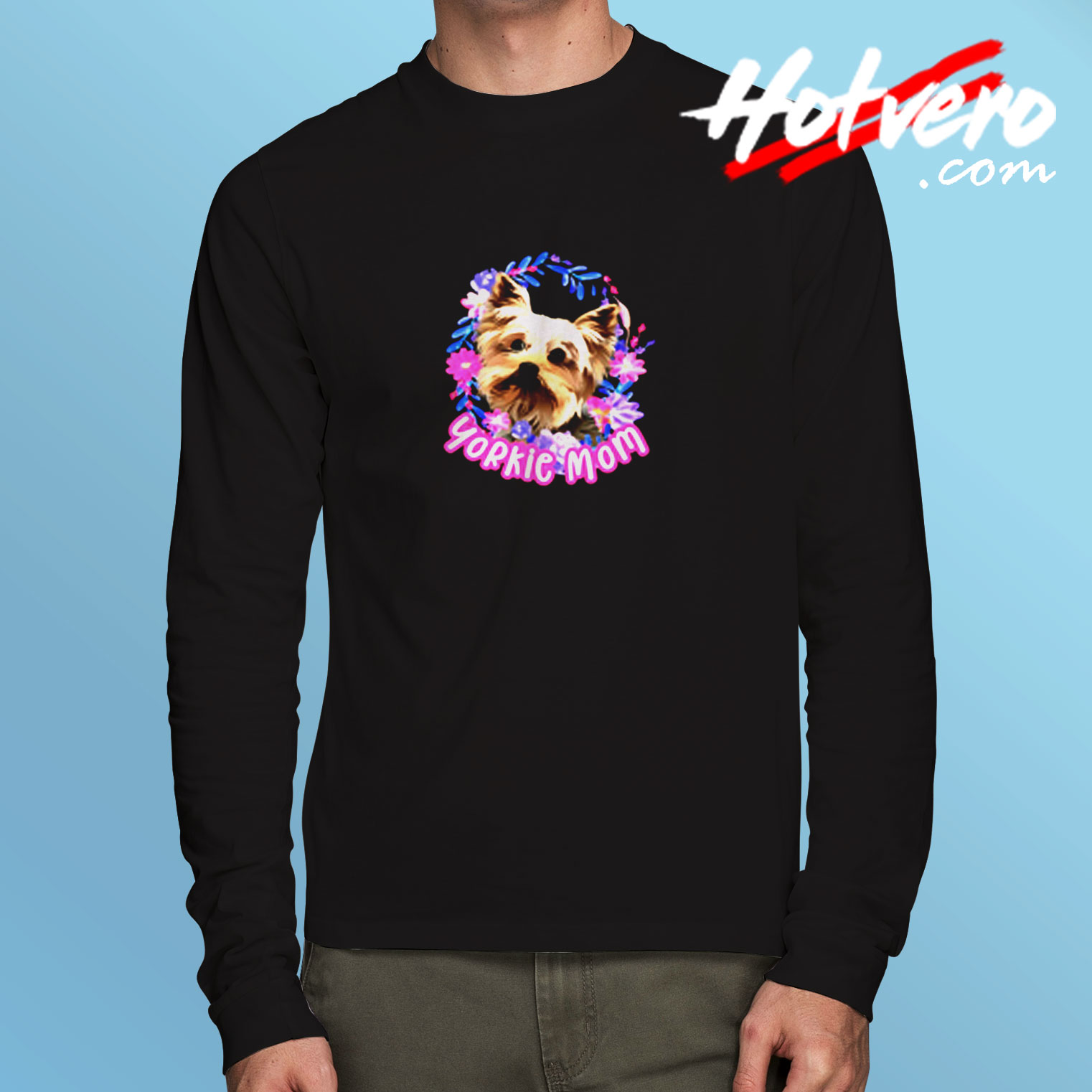 Yorkie Mom Yorkshire Hanes Tagless Long Sleeve T shirt