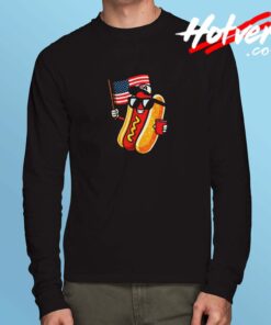 4th Of July Hotdog Funny Fourth Of July Patriotic Usa Flag Long Sleeve Tshirt