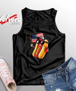 4th Of July Hotdog Funny Fourth Of July Patriotic Usa Flag Sleeveless Shirt