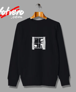 Alien In Window Vintage Sweatshirt Design