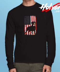 American Flag Rottweiler Dog Lover Funny 4th Of July Dog Long Sleeve Tshirt