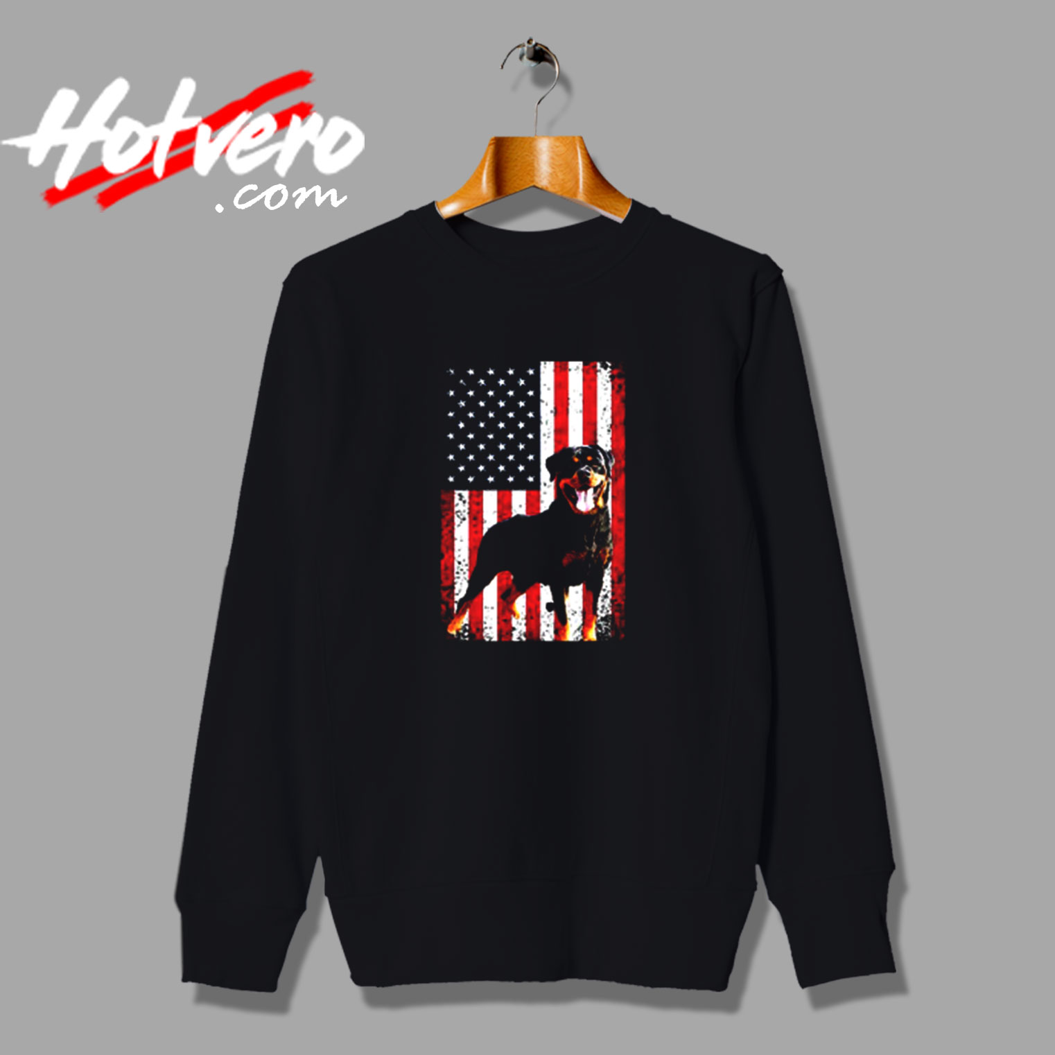 American Flag Rottweiler Dog Lover Funny 4th Of July Dog Vintage Sweatshirt Design