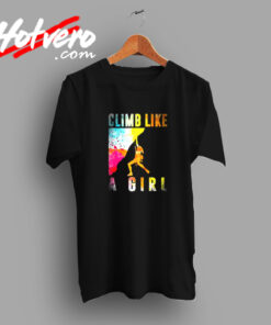 Bouldering Rock Climber Women Girls Kids Rock Climbing Vintage T shirt