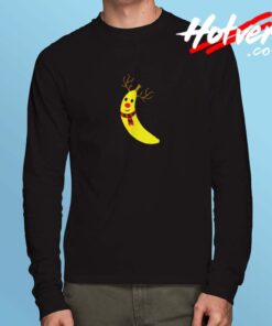 Christmas Reindeer Banana Scarf Long Sleeve Tshirt