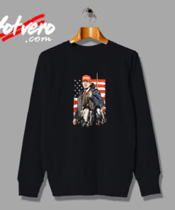 Duck Hunting Trump Camo Hello Hunting Season Us Flag Vintage Sweatshirt Design