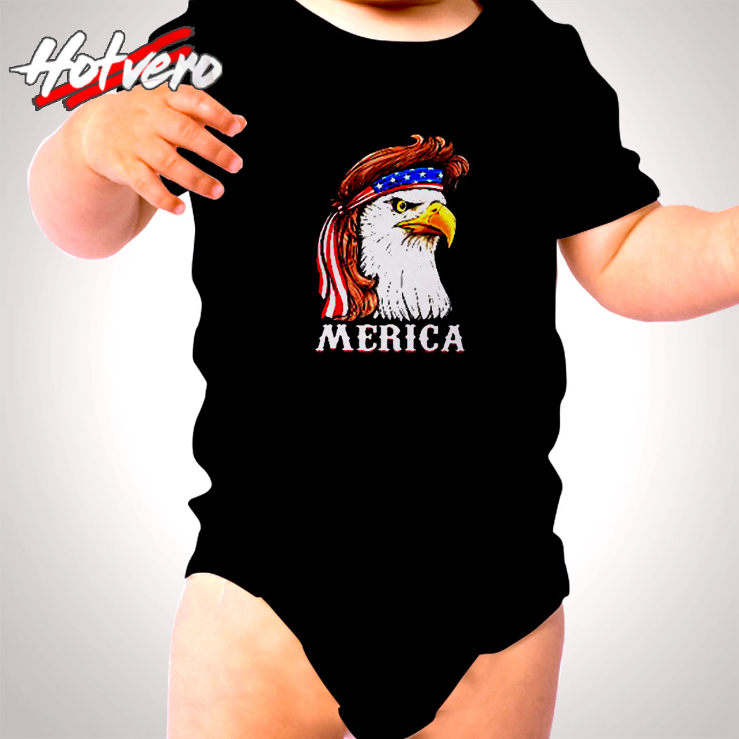 Eagle Mullet 4th Of July Usa American Flag Merica Cute Baby Clothes