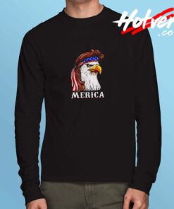 Eagle Mullet 4th Of July Usa American Flag Merica Long Sleeve Tshirt