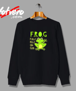 Fully Rely On God Christian Frog Lover Frog Vintage Sweatshirt Design
