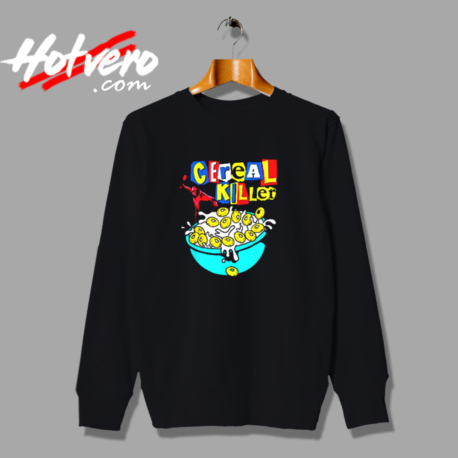 Halloween Funny Morning Breakfast Cereal Killer Horror Movie Vintage Sweatshirt Design