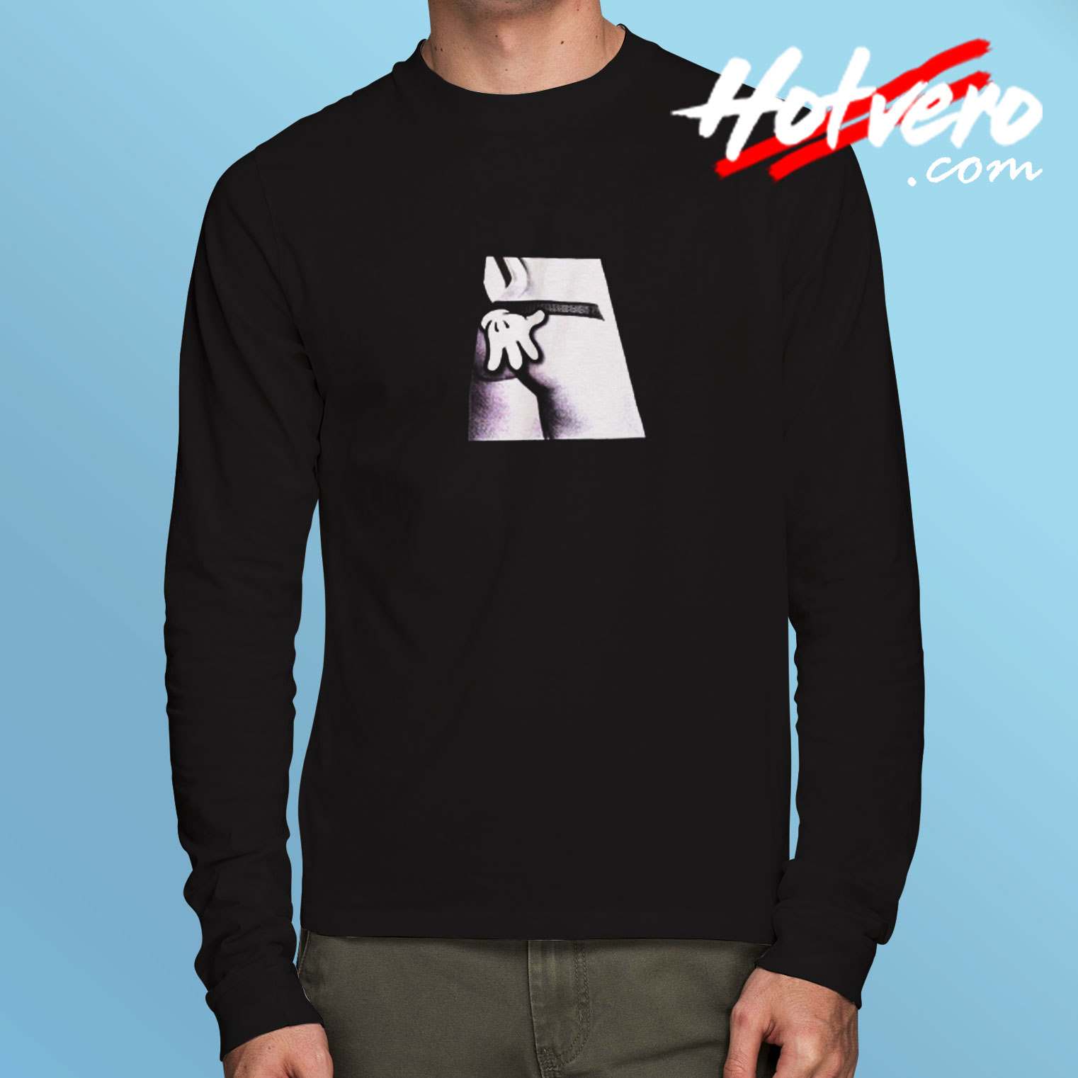 Mickey Cartoon Hands On A Woman's Butt Long Sleeve Tshirt