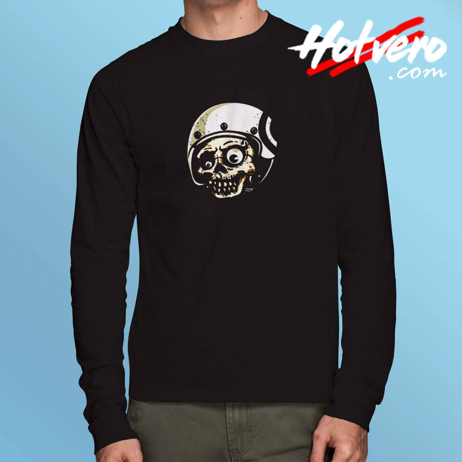 Mod Scooter Skull Motorcycle Biker Long Sleeve Tshirt