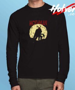 Mothman With Moon Background Long Sleeve Tshirt