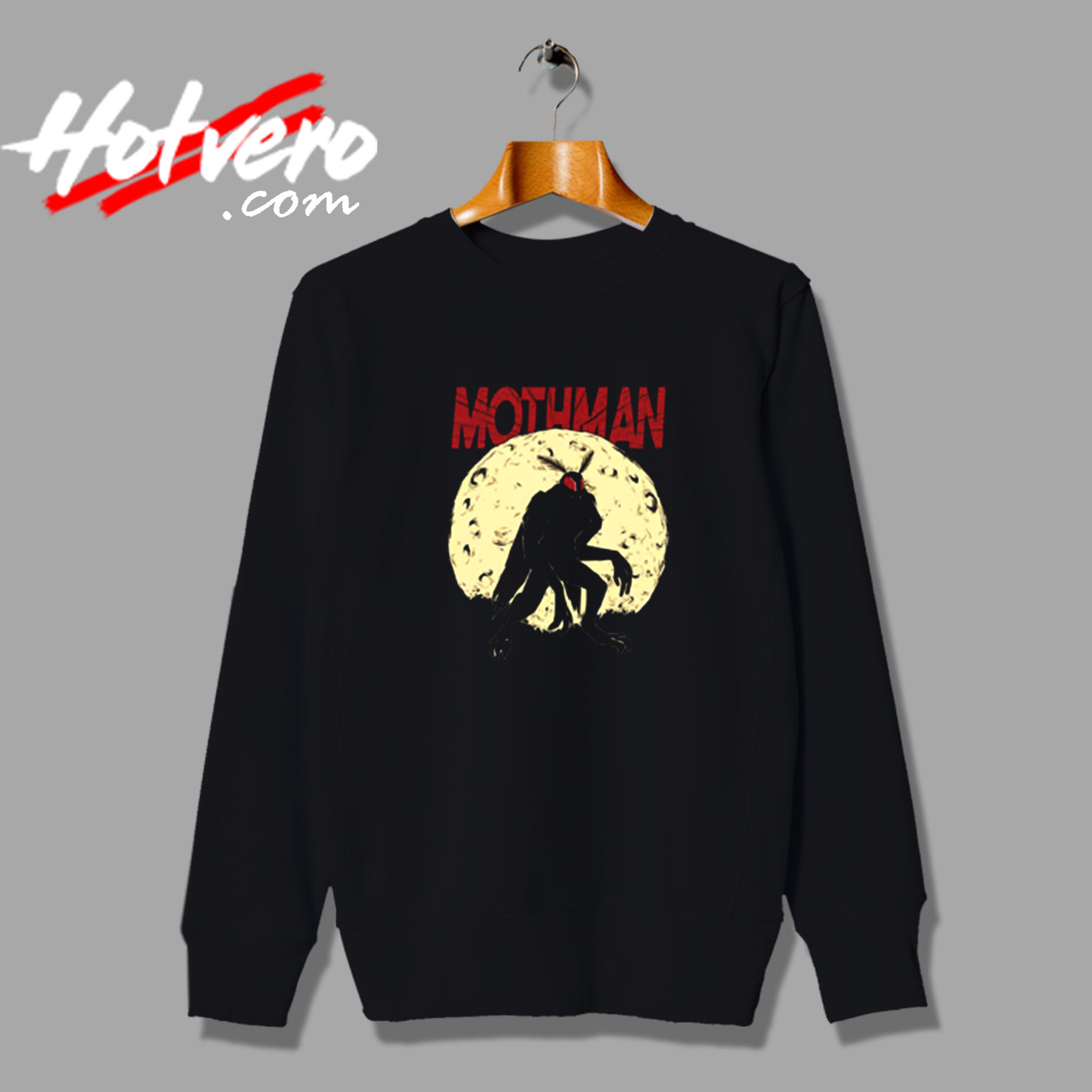 Mothman With Moon Background Vintage Sweatshirt Design