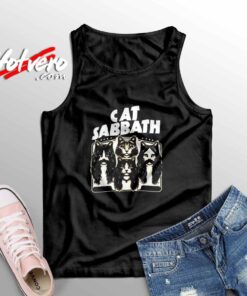 Music Lover Funny Gift Cat Sabbath Rock Music Parody Sleeveless Shirt